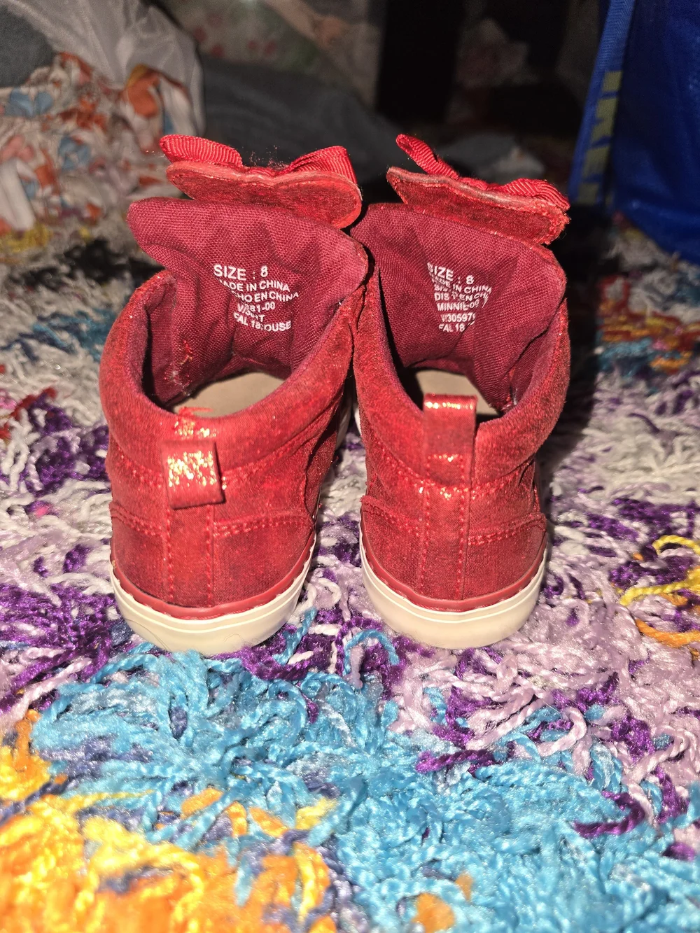 Toddler Red Minnie Mouse Bow High-Top Sneakers